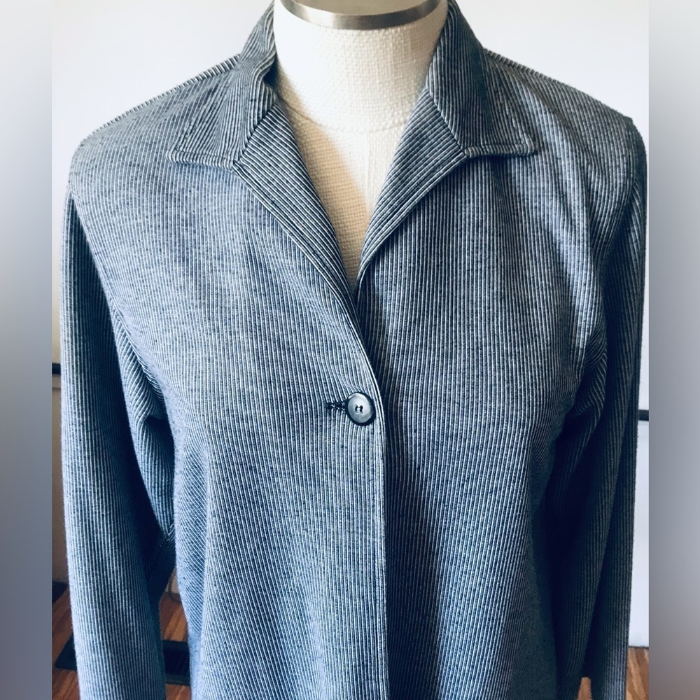 Vintage Clio One Button Striped Dress Suit Jacket Made in USA - Picture 2 of 7